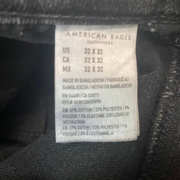 American Eagle AirFlex+ Black Wash Straight Jeans – Size 32x32 - Picture 8 of 8
